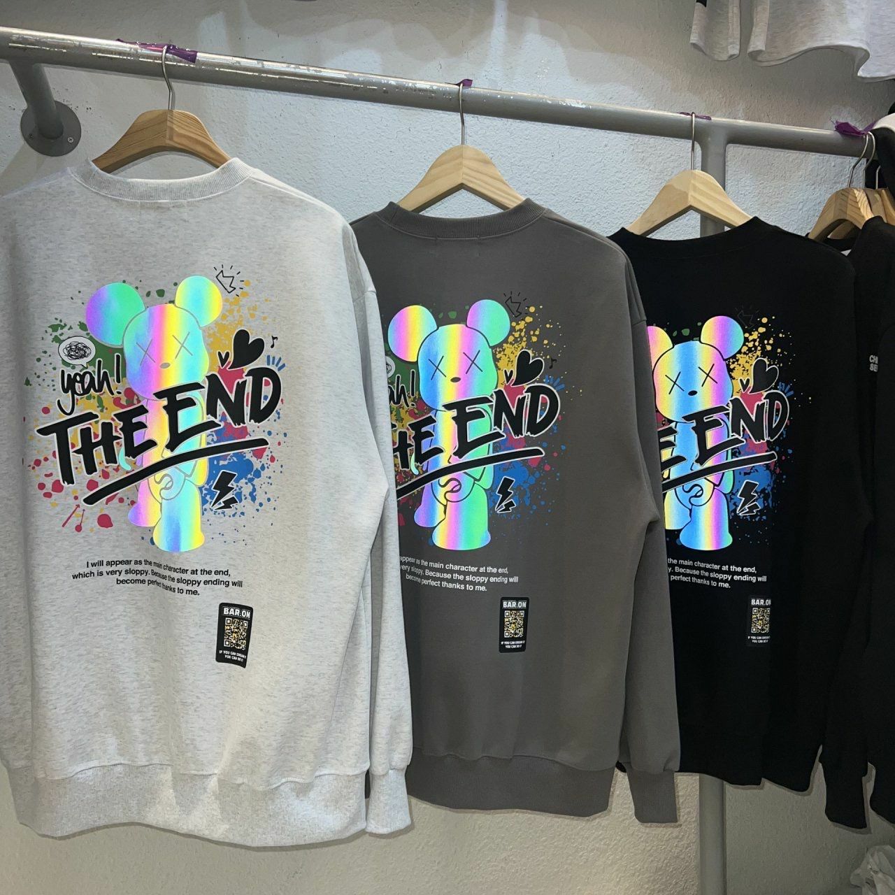 3M反光熊仔圖案英文字衛衣 BARON-111T