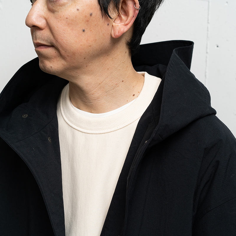 Still By Hand Nylon OX Hooded Coat Black CO01243