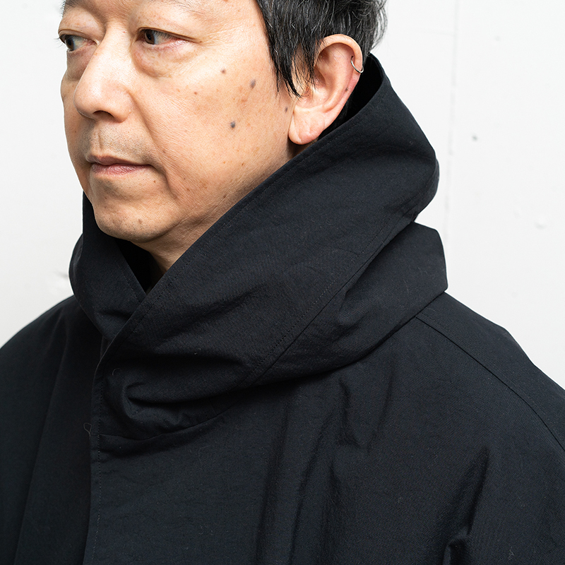 Still By Hand Nylon OX Hooded Coat Black CO01243 Still By Hand Nylon OX Hooded Coat Black CO01243