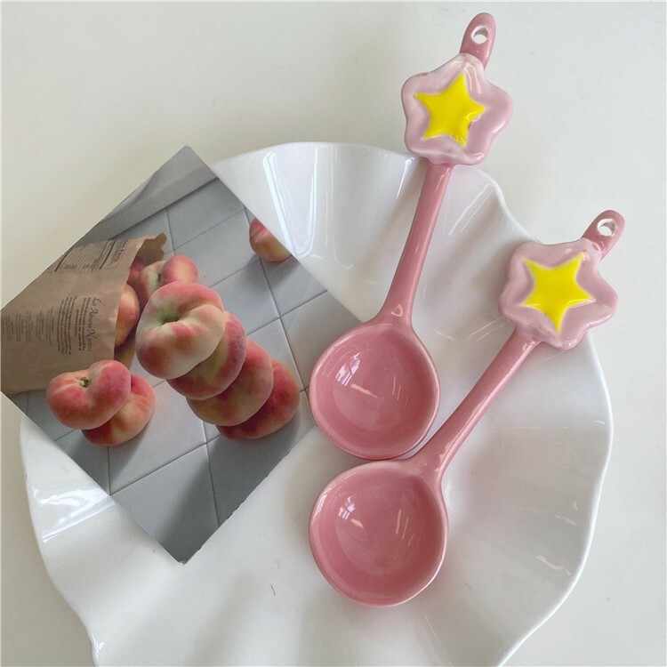 《4876》少女心俏皮星星粉紅甜點勺