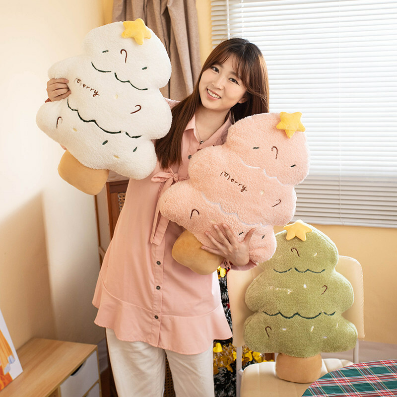 《4880》軟呼呼小星星聖誕樹毛絨玩偶靠枕