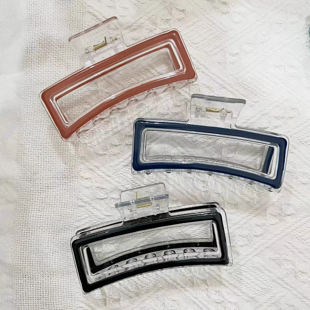 [2 FOR RM10] Transparent Edged Large Rectangular Hair Claw