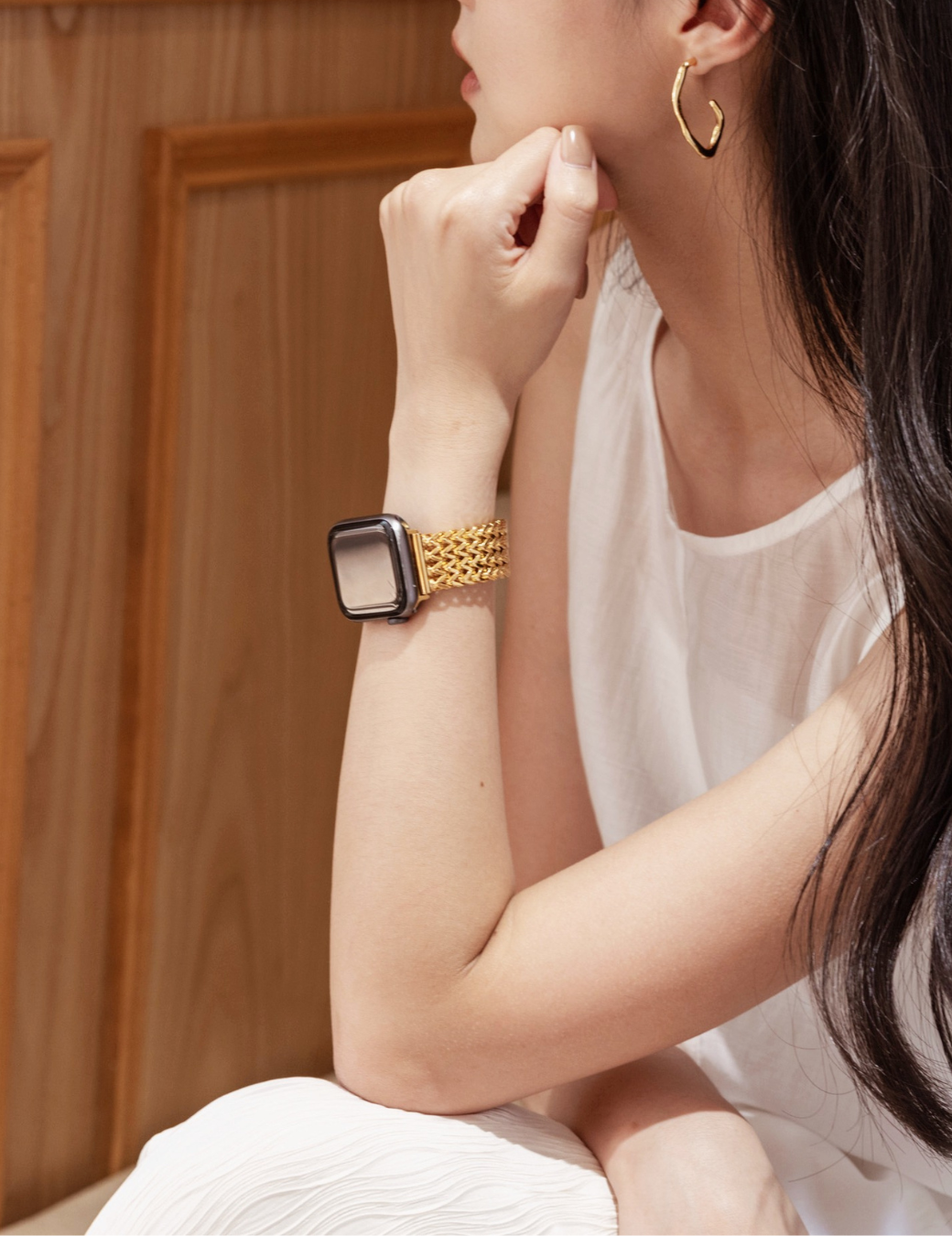 Apple Watch 不鏽鋼低調奢華編織錶帶 (金色)