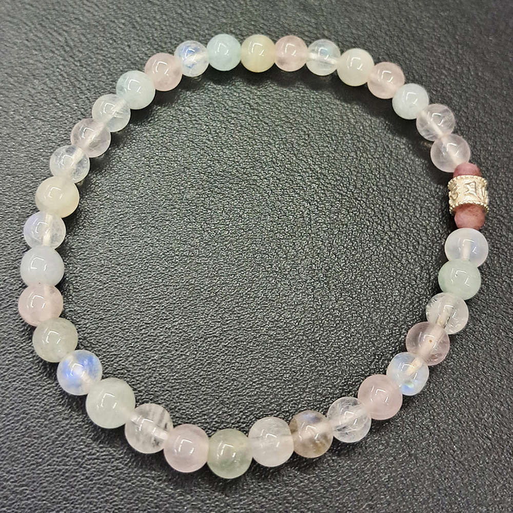 六字真言{純銀}&摩根石手珠5mm【十方】152885