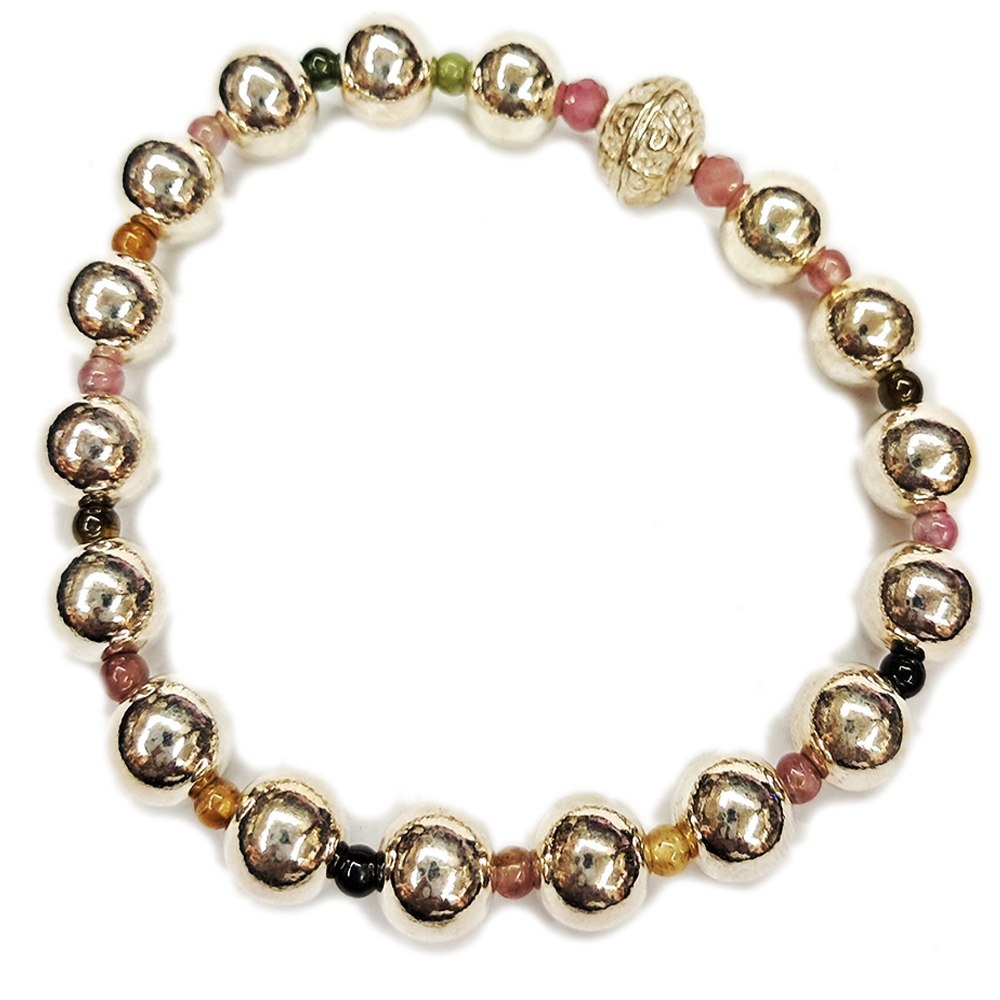 六字真言銀雕925純銀+圓珠手珠8mm【十方】146734