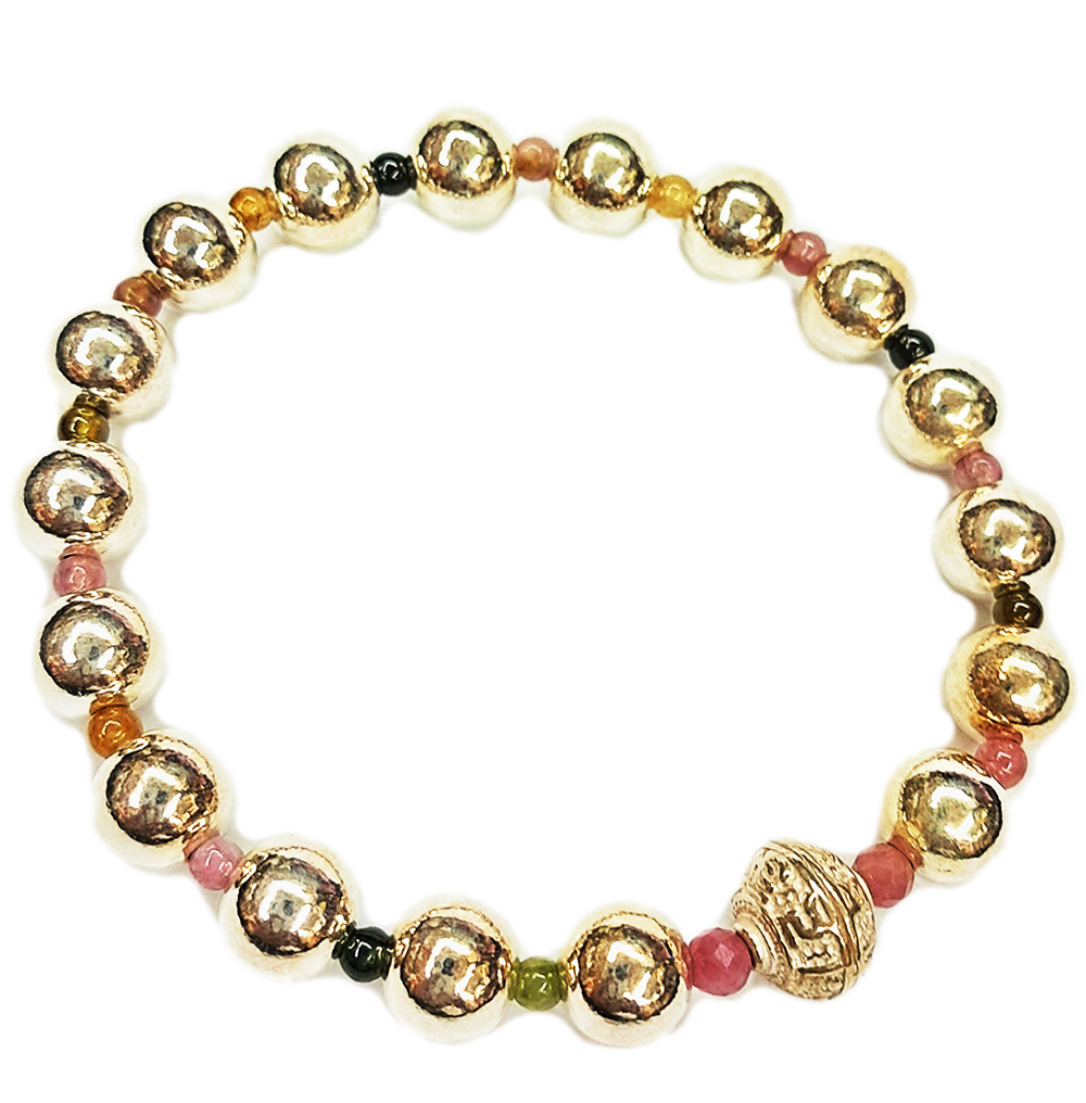 六字真言銀雕925純銀+圓珠手珠8mm【十方】146734