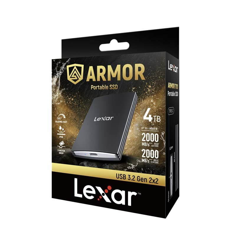 Lexar Armor 700 Portable SSD 2000MB/s,USB-C 三防高速行動固態硬碟