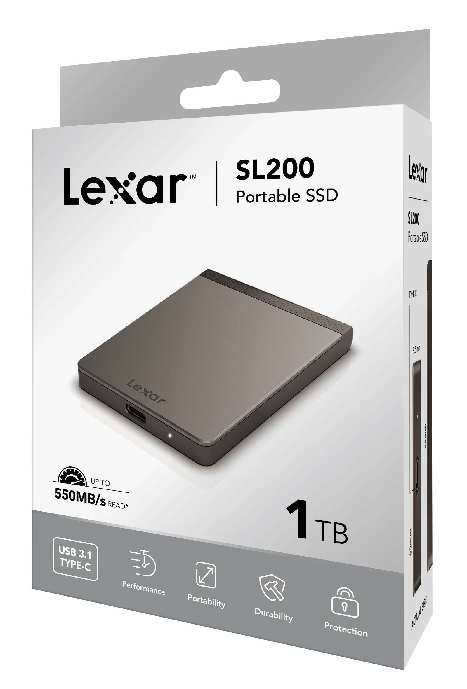 Lexar SL200 Portable SSD 550MB/s,USB-C 行動固態硬碟