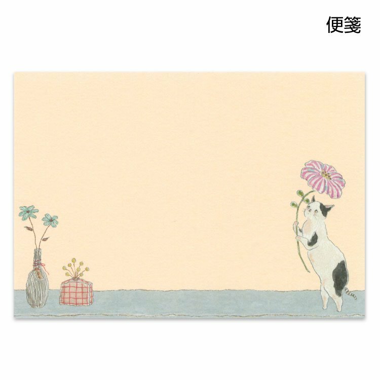 貓咪與花 信紙信封組 トコロコムギ系列｜日本ACTIVE CORPORATION
