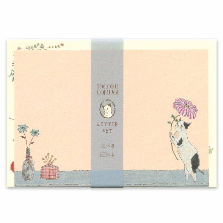 貓咪與花 信紙信封組 トコロコムギ系列｜日本ACTIVE CORPORATION