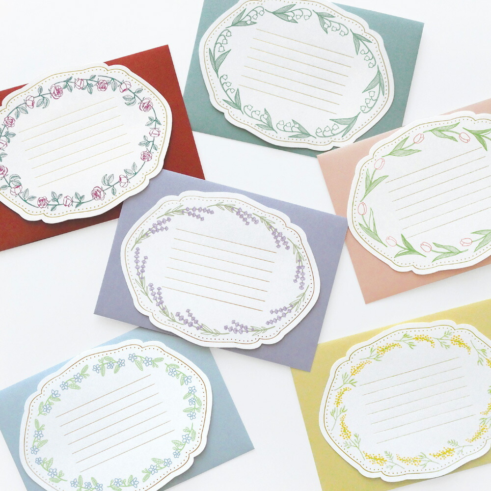 花朵 燙金信封信紙組 活版印刷｜日本EL COMMUN