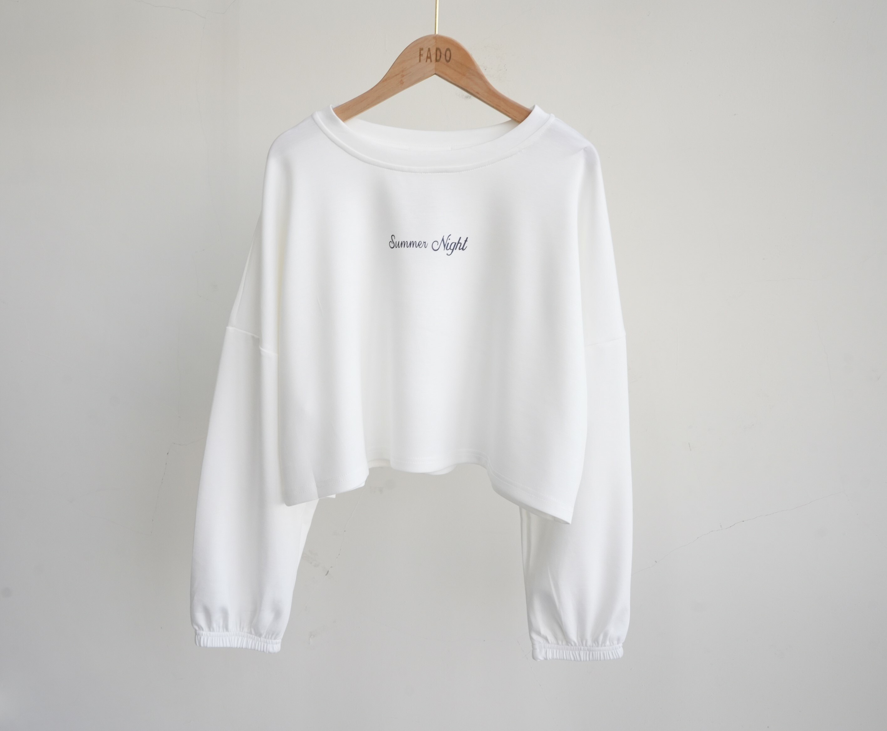 法朵Fado shop｜簡約字母太空棉短版長袖T 0212023 五色