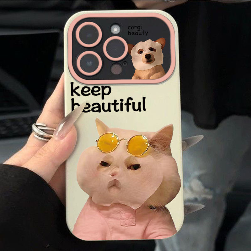 Hot-selling soft protective case suitable for iPhone series mobile phone cases (antique white mask cats and dogs) (contact customer service after placing an order to confirm the phone model)