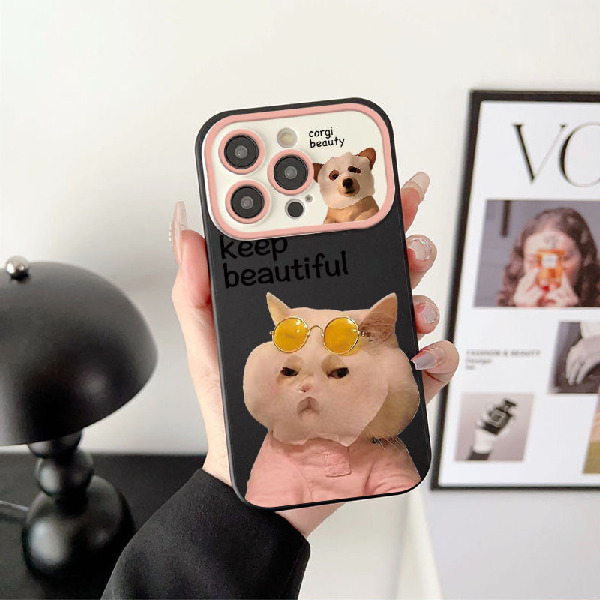 Hot selling soft protective case suitable for iPhone series mobile phone cases (classic black mask for cats and dogs) (contact customer service to confirm the phone model after placing the order)