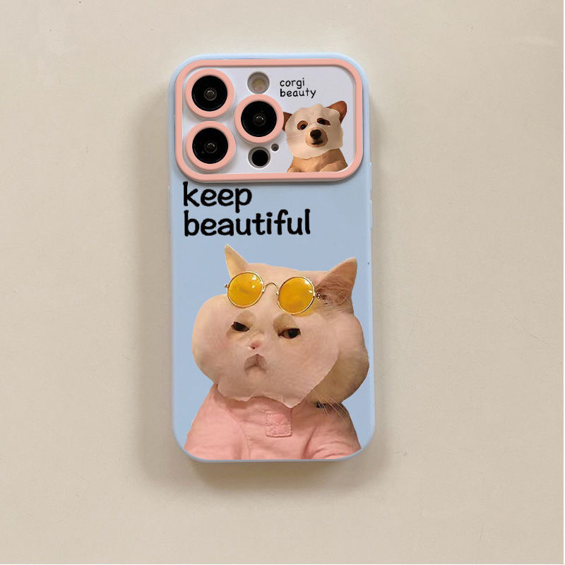 Hot selling soft protective case suitable for iPhone series mobile phone cases (sky blue mask for cats and dogs) (contact customer service to confirm the phone model after placing the order)
