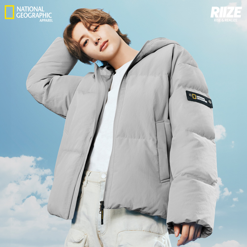 【NATIONAL GEOGRAPHIC】HOODED HERON DOWN JUMPER Unisex HERON Hooded Down Jacket - LICHEN KHAKI