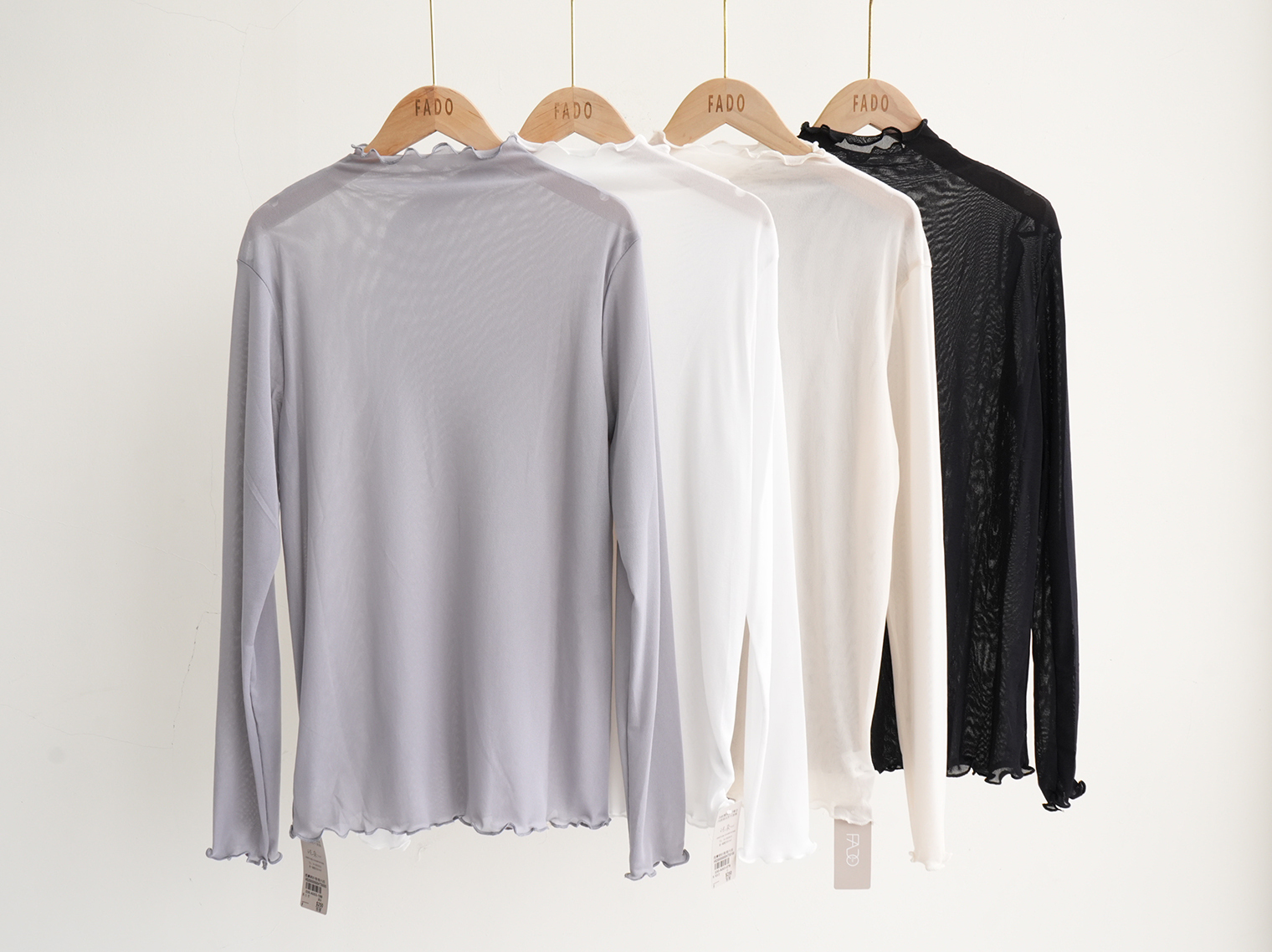 法朵Fado shop｜自訂款 / S-XL都可以穿 - 透膚網紗微領內搭上衣 030A003 四色