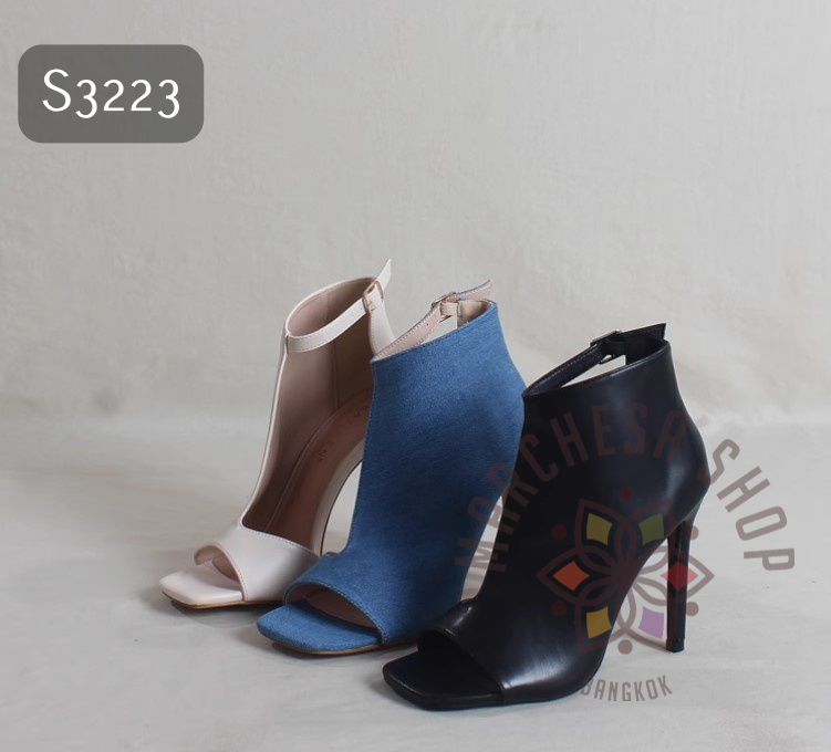 S3223 - 全真皮牛皮純色特色鏤空長踭魚咀涼鞋