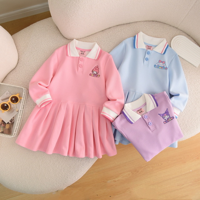 San*rio 主角糖果色Polo款長䄂連身裙-2401600