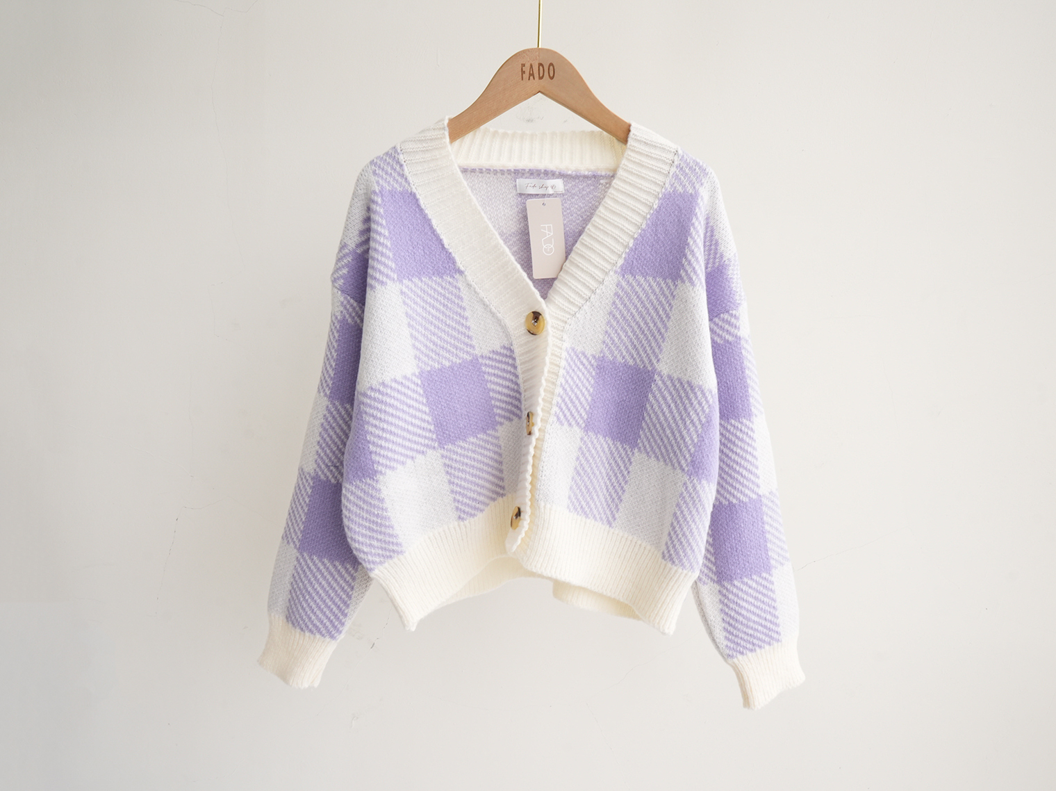 法朵Fado shop｜三釦格紋針織外套 8122017 五色