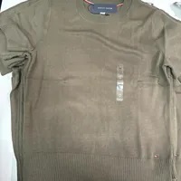 [S] TOMMY HILFIGER KNIT SHORT SLEEVE T-SHIRT,OLIVE GREEN, 76J5131-701 [FINAL SALE] (STH845)
