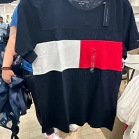 [S] TOMMY HILFIGER BOLD FLAG LOGO CREWNECK T-SHIRT,NAVY, 76J5268-410 [FINAL SALE] (STH853)