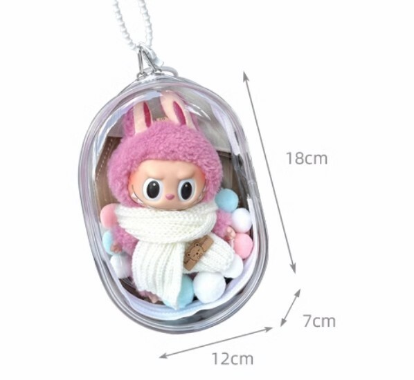 【OWN】玩偶 吊飾 防塵 外出包 塑膠材質 泡泡馬特 拉布布LABUBU 吉伊卡娃 共四色 黑 粉 紫 白