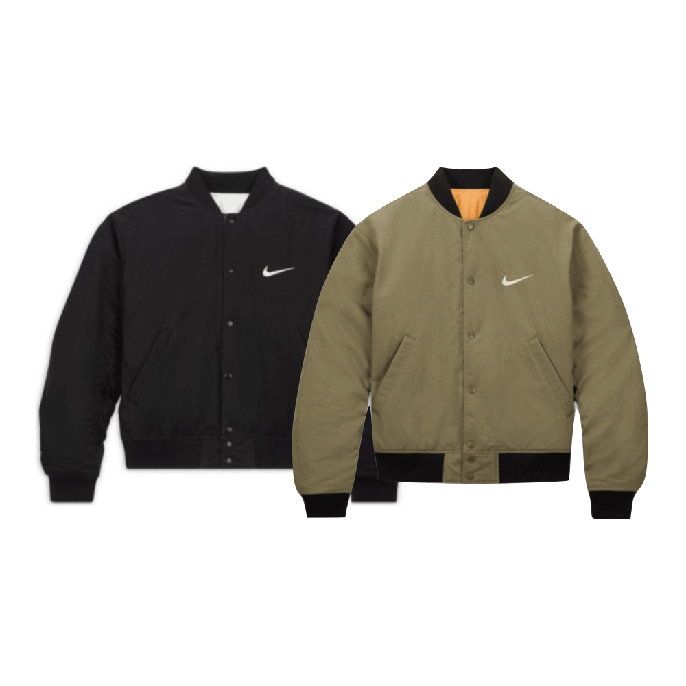 Stussy x Nike Reversible Varsity Jacket 聯名款 雙面 黑/軍綠 FJ9154-010/FJ9154-222
