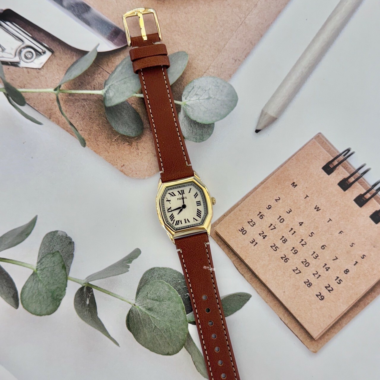 【FOSSIL】 Harlow 復古真皮錶帶女錶ES5364 27mm 現代鐘錶