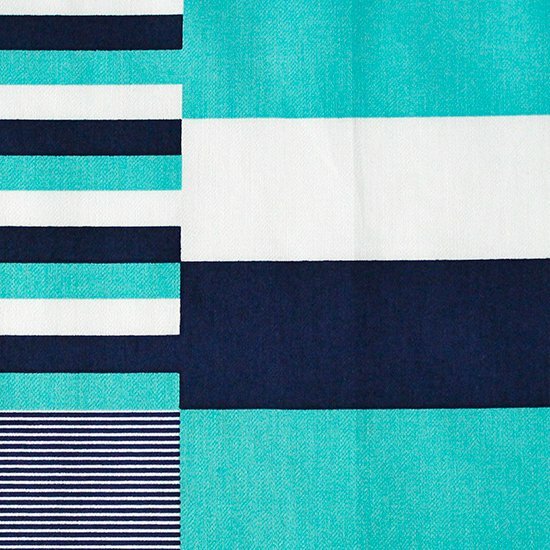 條紋印花手巾＿藍與白色