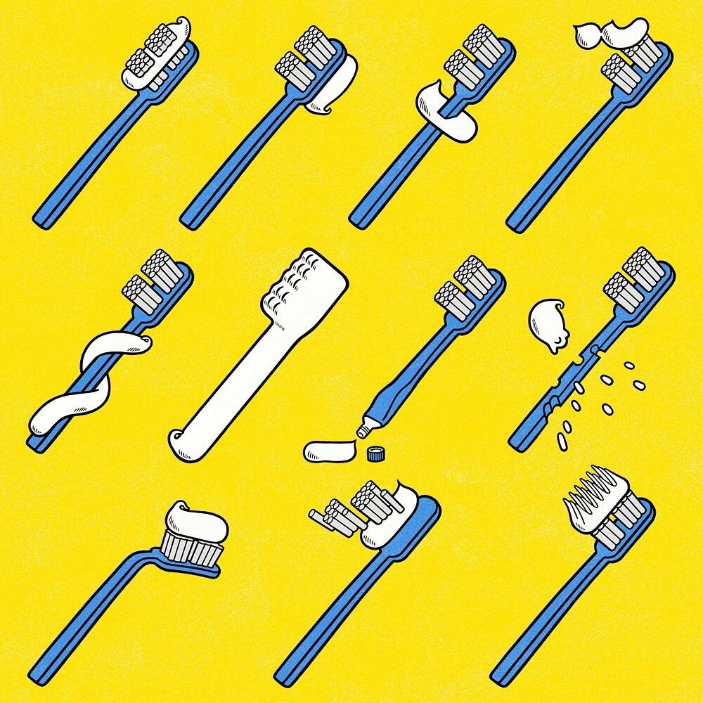 akeuma 插畫手巾_牙刷