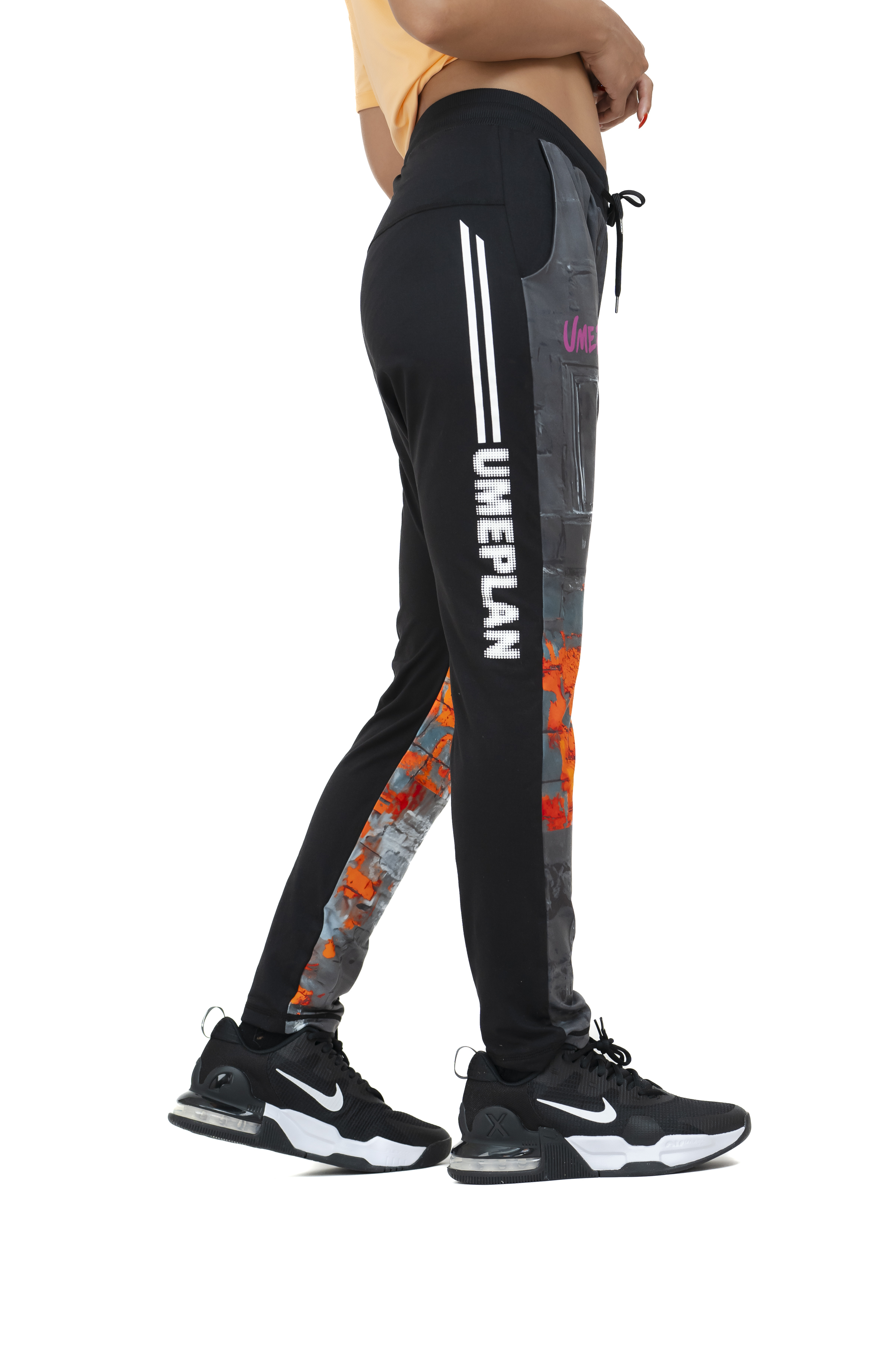 印花嘻哈潮褲 灰橘 T0024PO