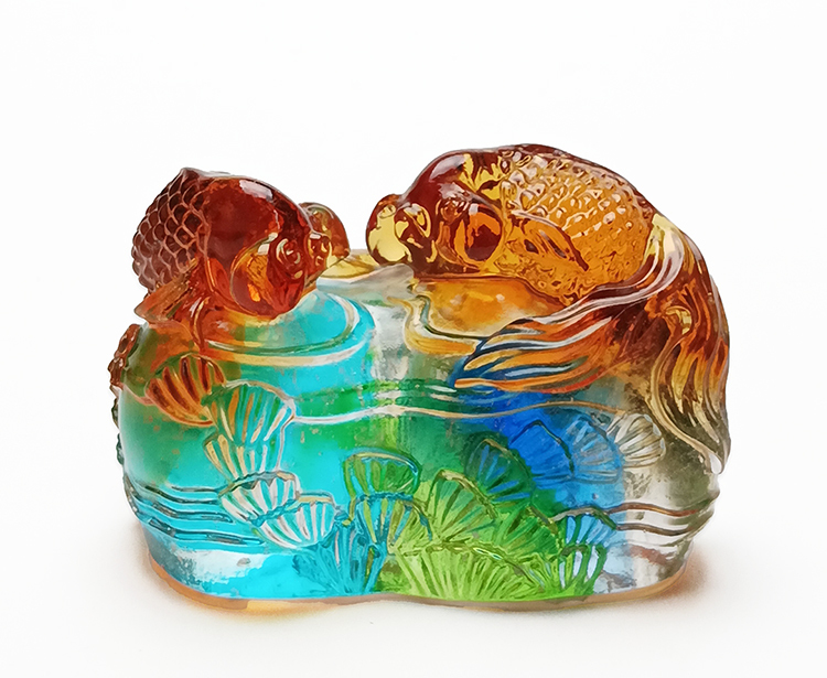 鹿港窯禮品館│金玉滿堂 象徵富有與幸福的琉璃文鎮