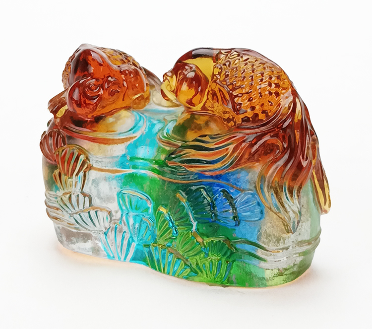 鹿港窯禮品館│金玉滿堂 象徵富有與幸福的琉璃文鎮