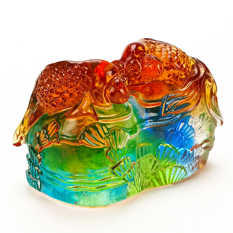 鹿港窯禮品館│金玉滿堂 象徵富有與幸福的琉璃文鎮