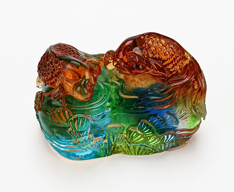 鹿港窯禮品館│金玉滿堂 象徵富有與幸福的琉璃文鎮