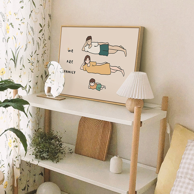 《4883》sweet family北歐原木風奶油療癒系掛畫