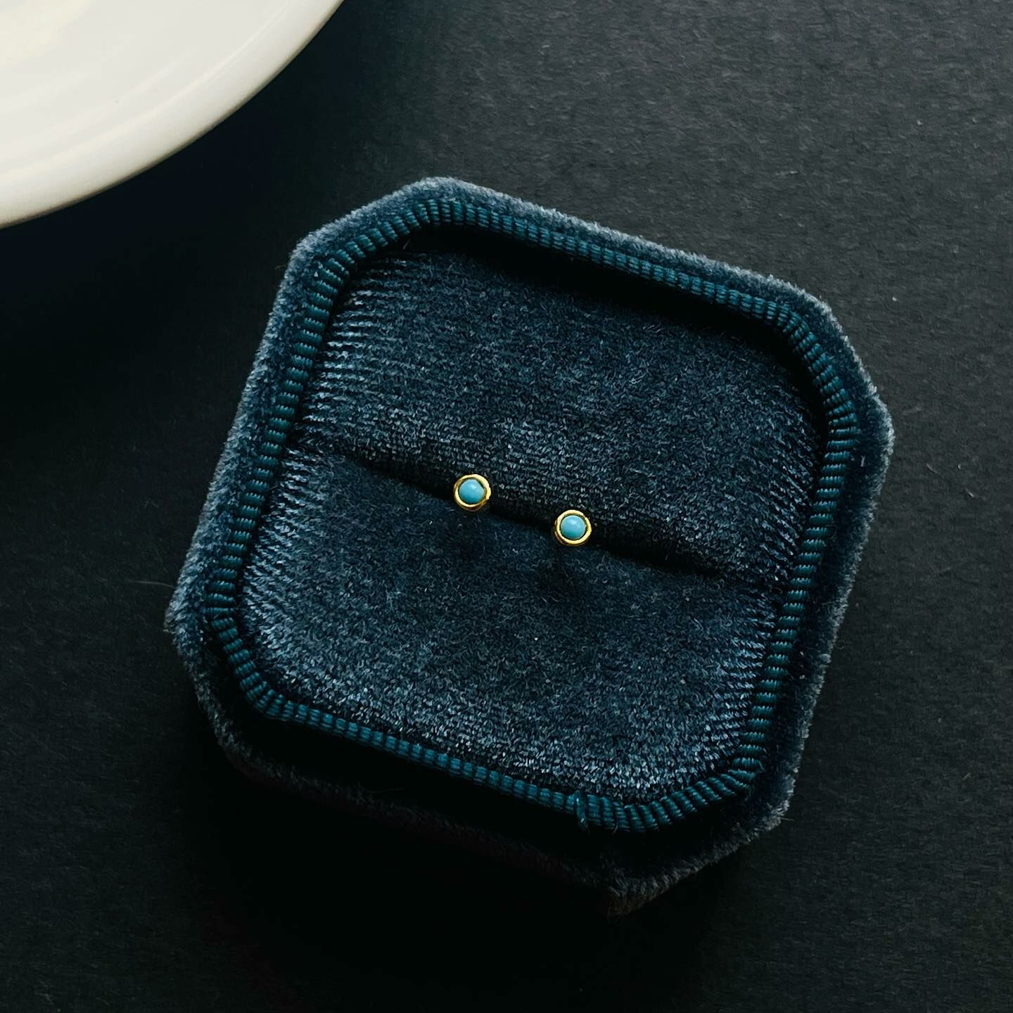 [原石] 西藏綠松石 925銀耳環