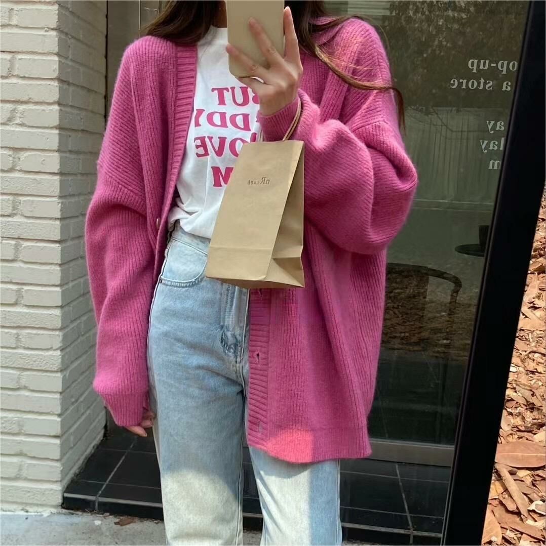 ᴷᴼᴿᴱᴬ 正韓🇰🇷<現貨>慵懶風V領秋冬外搭毛衣外套