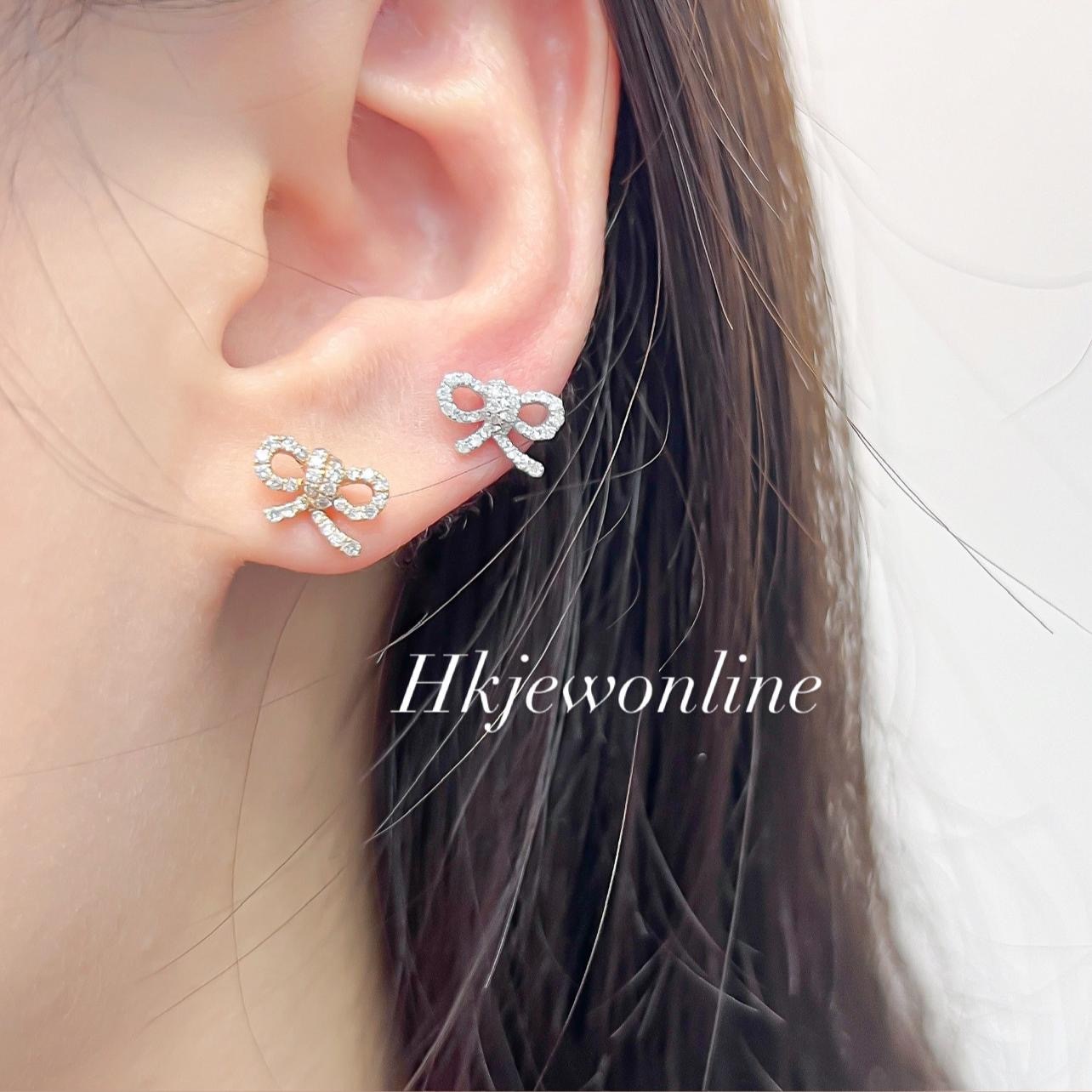14K Rose Gold / 18K White Gold Bowknot Diamond Earrings