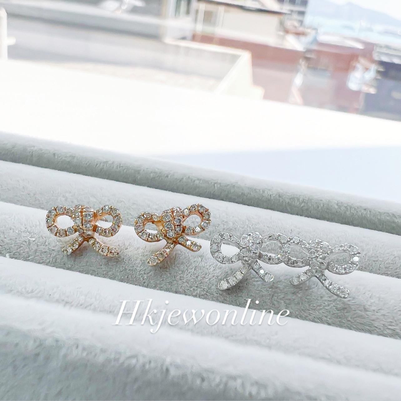 14K Rose Gold / 18K White Gold Bowknot Diamond Earrings