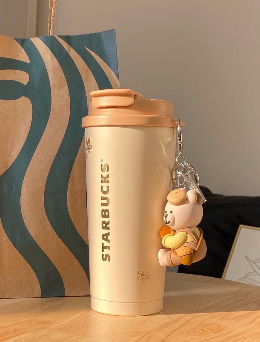 STARBUCKS 星巴克 秋日小熊 奶茶色 水杯 480ml