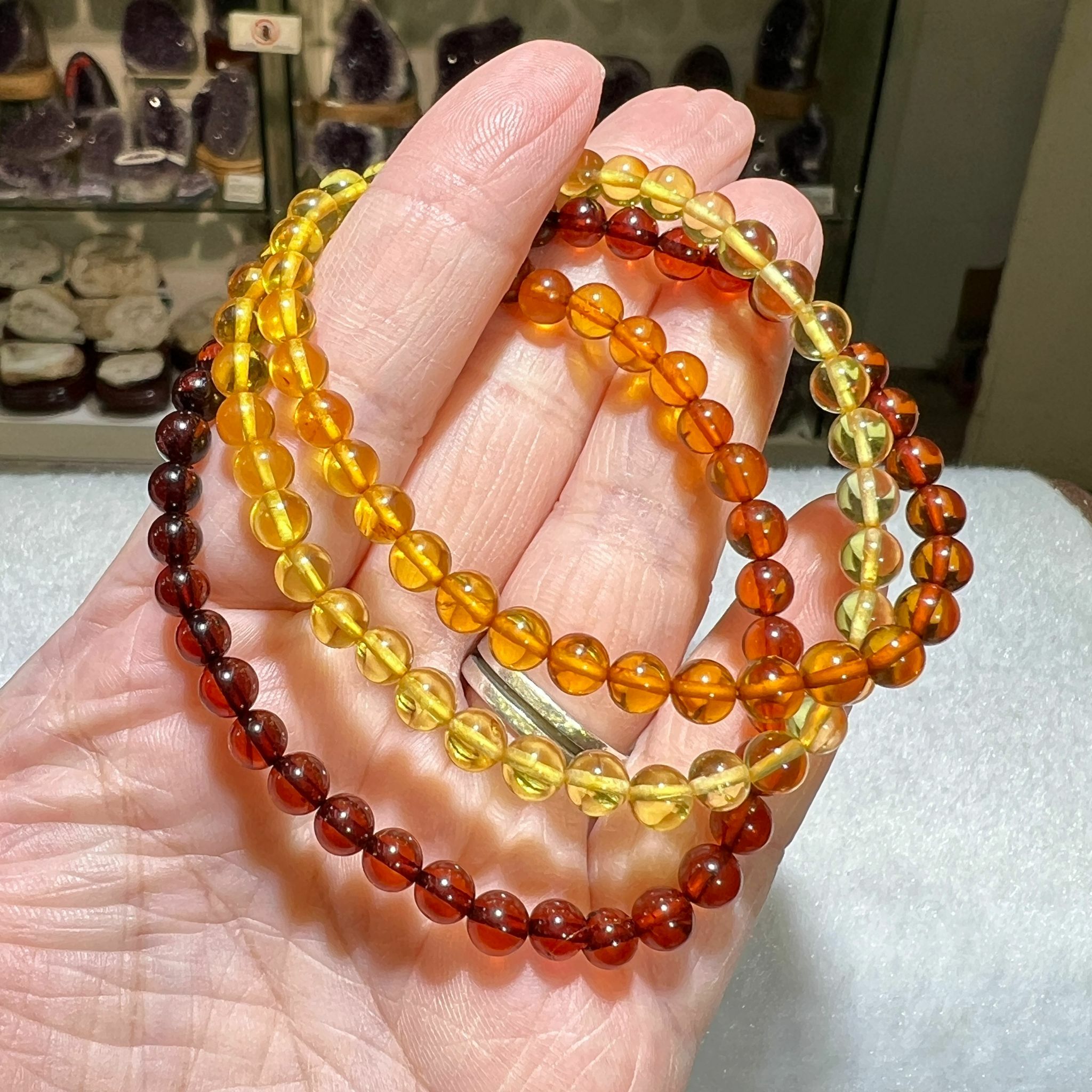 天然漸變琥珀多圈