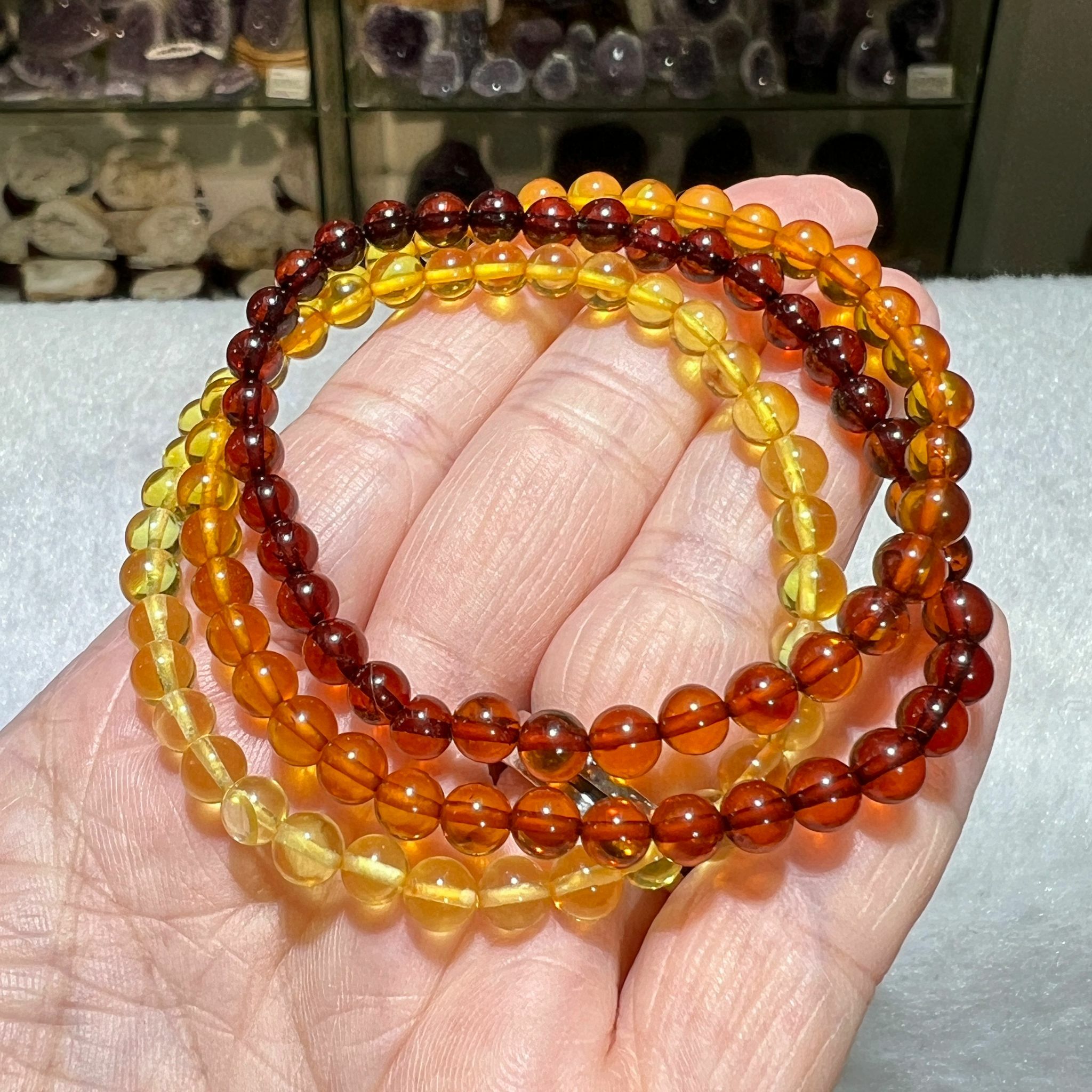 天然漸變琥珀多圈