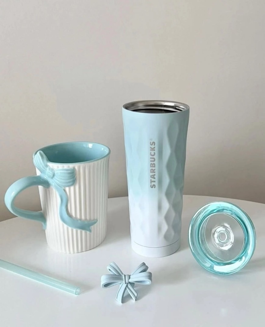 STARBUCKS 星巴克 冰藍芭蕾 漸變色 蝴蝶結 吸管杯 馬克杯 355ml