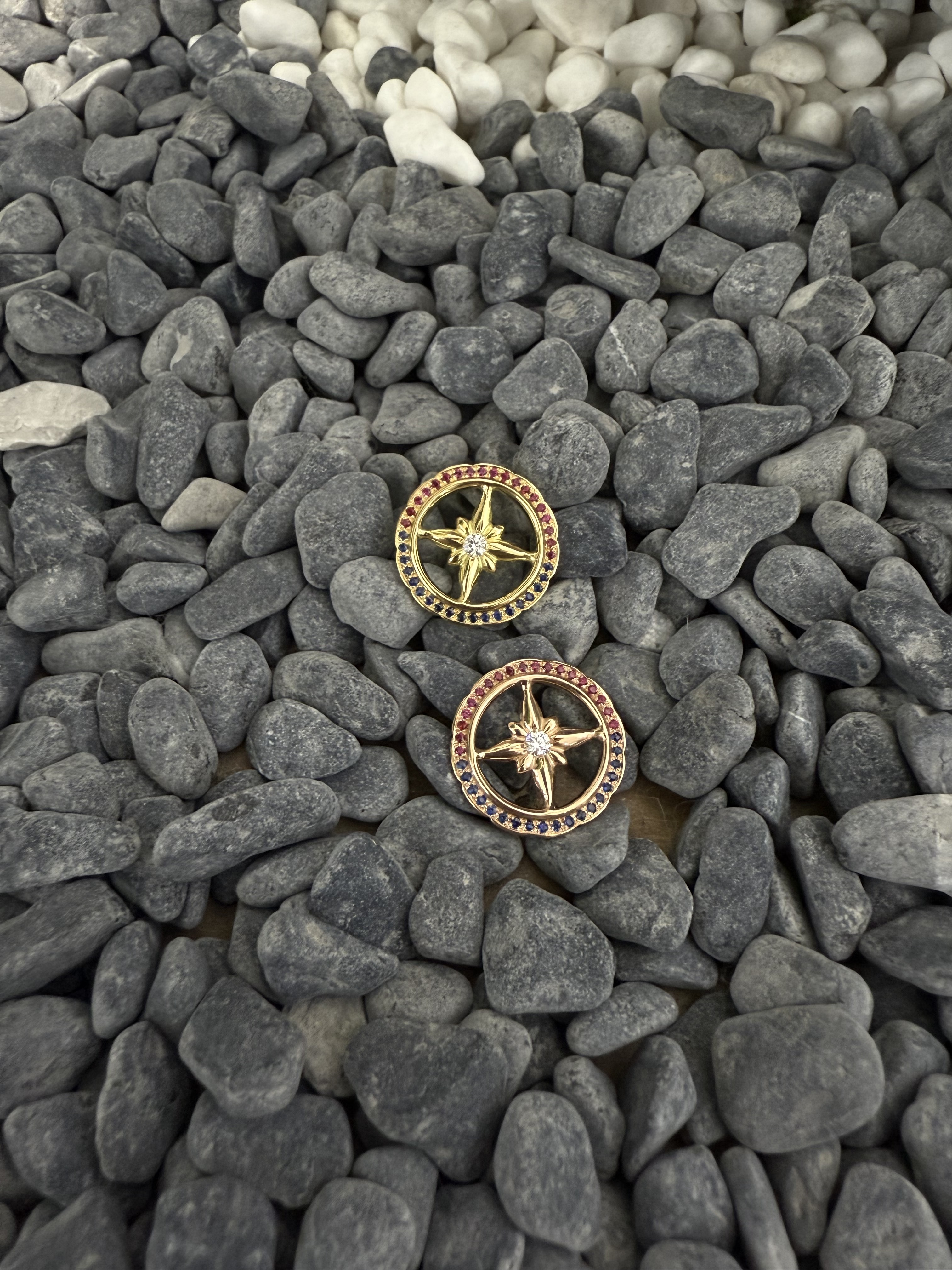 全金/全玫瑰金 紅寶石藍寶石星輪/中間點鑽