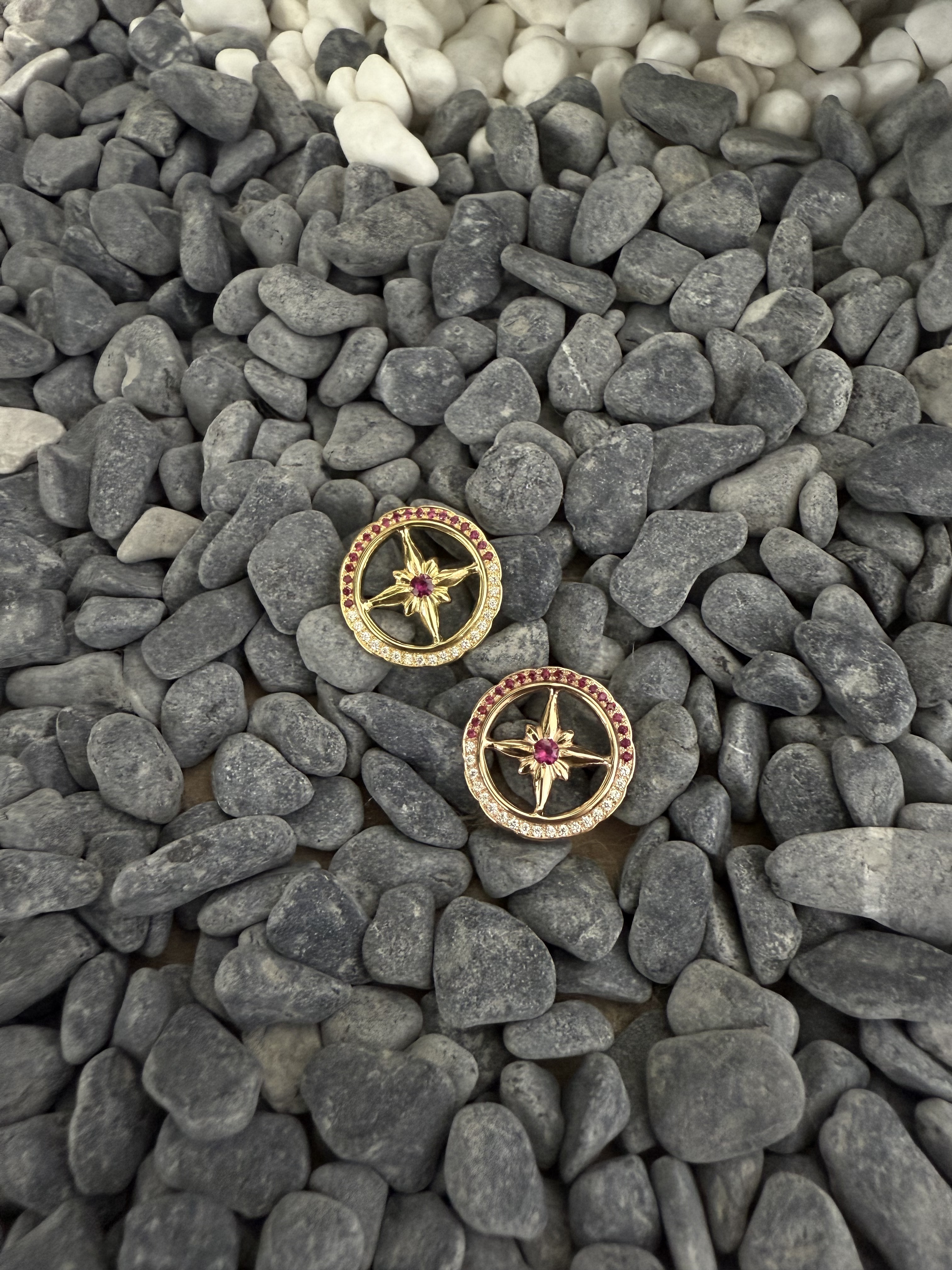 全金/全玫瑰金 紅寶石鑽石星輪/中間點紅寶石