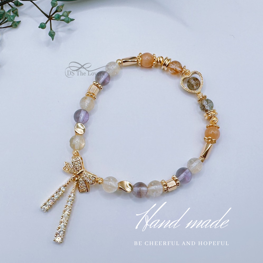 DS The Lovers 設計款 天然水晶『蝶舞金光』手鍊