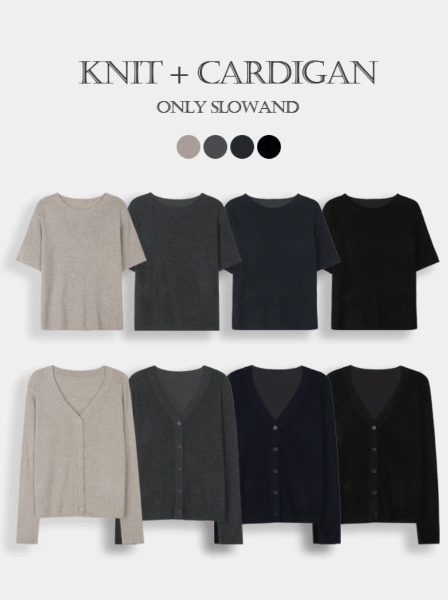 預訂｜SLOWAND #SLOWMADE Soft Touch! Knit + Cardigan Set (4 Color)