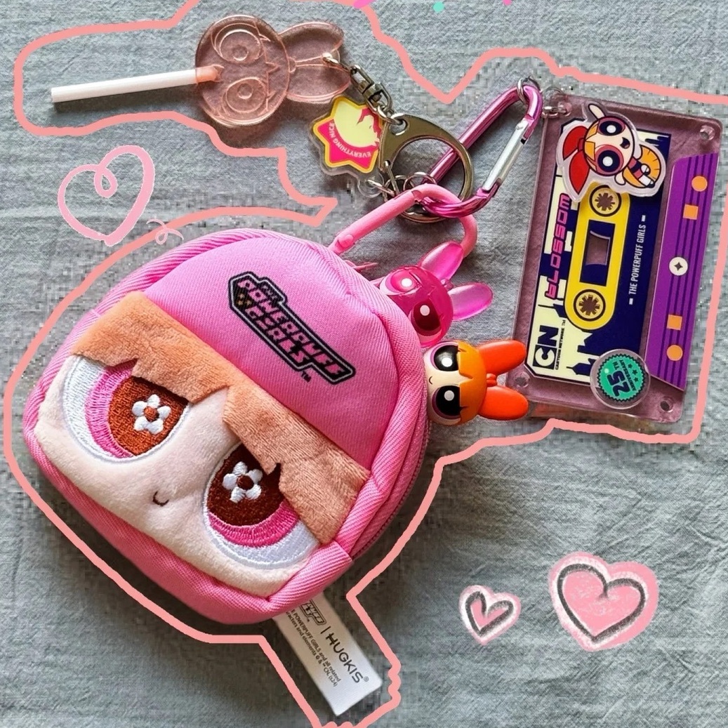 THE POWERPUFF GIRLS 飛天小女警 耳機包 零錢包 吊飾 鑰匙圈 泡泡 花花 毛毛 官方正版授權 / 預購